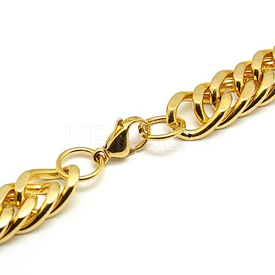 Fashionable 304 Stainless Steel Cuban Link Chain Necklaces STAS-A028-N063G-1