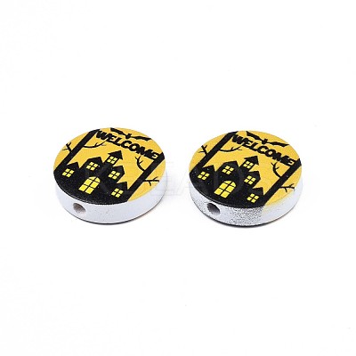Halloween Printed Natural Wood Beads WOOD-T021-74-1