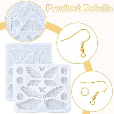 2Pcs 2 Styles DIY Butterfly Ornament Silicone Molds DIY-FS0010-05-1