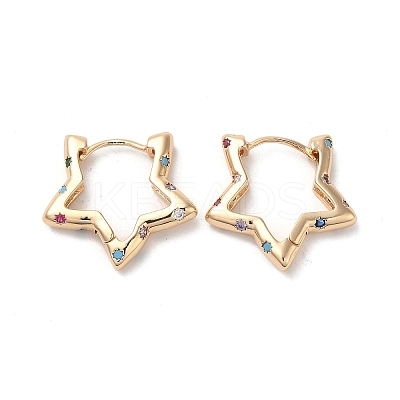 Brass Micro Pave Colorful Cubic Zirconia Hoop Earrings EJEW-M238-67KCG-1