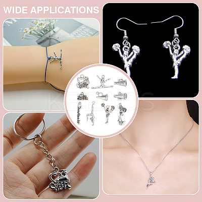 100Pcs 10 Styles Cheerleading Series Tibetan Style Alloy Pendants FIND-ME0001-65-1