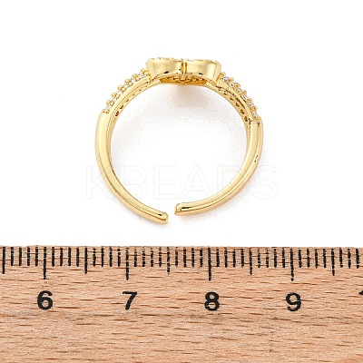 Brass Micro Pave Cubic Zirconia Shell Cuff Rings KK-D363-24B-G-1