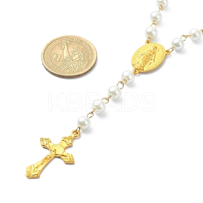 Glass Pearl Rosary Bead Necklaces NJEW-JN04340-1