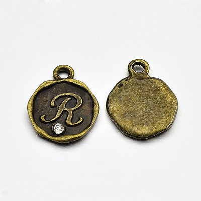 Antique Bronze Plated Alloy Rhinestone Charms ALRI-J152-R-NF-1
