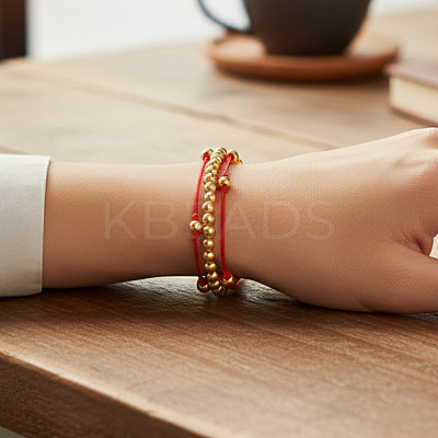 Adjustable Brass Round Beads Multi-starnd Bracelets XW4169-1-1