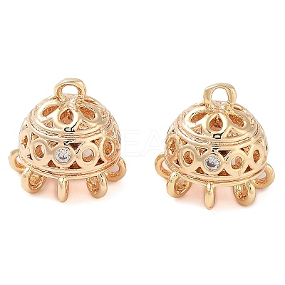 Brass Micro Pave Clear Cubic Zirconia Pendants KK-U028-03G-1