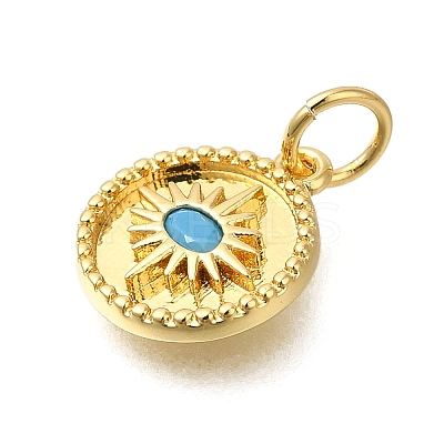 Rack Plating Brass Micro Pave Cubic Zirconia Pendants X-ZIRC-F142-52G-1