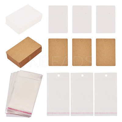 100Pcs 2 Colors Rectangle Paper One Pair Earring Display Cards with Hanging Hole CDIS-TA0001-41-1