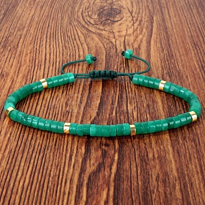 Dyed Natural White Jade Heishi Beads Adjustable Braided Bracelets for Men Women BX7041-8-1