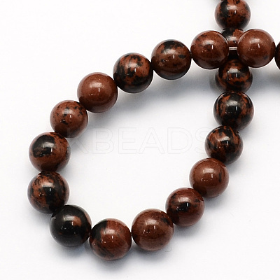 Natural Mahogany Obsidian Round Beads Strands X-G-S163-6mm-1