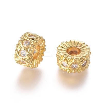 Brass Micro Pave Cubic Zirconia Spacer Beads ZIRC-L088-04B-G-1
