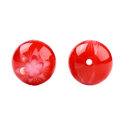 Flower Opaque Resin Beads RESI-T054-001C-1