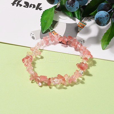 Cherry Quartz Glass Chip Beads Stretch Bracelets BJEW-JB05765-02-1