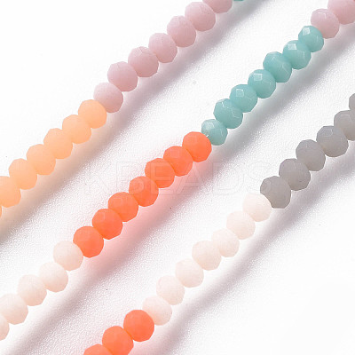 Opaque 7 Colors Frosted Glass Beads Strands FGLA-T002-02A-A01-1