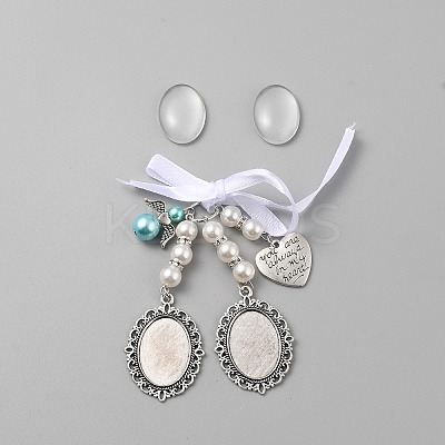 Wedding Bouquet Alloy & Glass Photo Charms DIY-WH20004-07B-AS-1