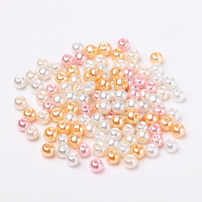 Barely Pink Mix Pearlized Glass Pearl Beads HY-X006-6mm-01-1