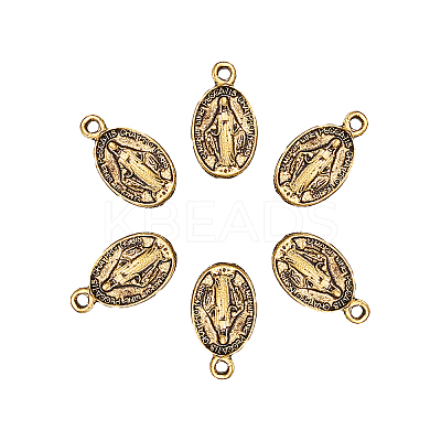 Tibetan Style Virgin Mary Alloy Oval Pendants PALLOY-CJ0001-02-1