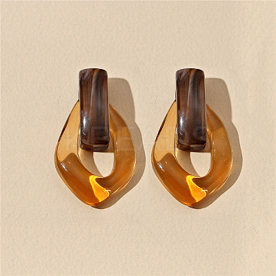 Oval Resin Dangle Stud Earrings FS-WGCF92D-01-1