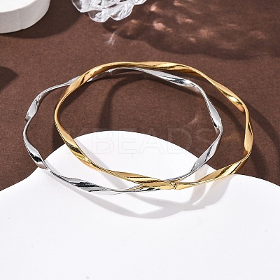 3Pcs 3 Colors 304 Stainless Steel Twisted Bangles Sets for Women BJEW-L610-27M-1