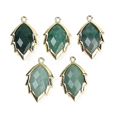Natural Green Aventurine Faceted Leaf Pendants G-I375-04G-18-1