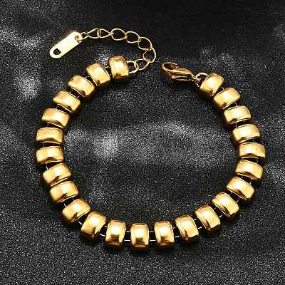 304 Stainless Steel Rectangle Link Chain Braceletes for Women BJEW-R022-01G-1