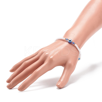 Resin Evil Eye & Acrylic Beaded Stretch Bracelet for Women BJEW-JB08609-04-1