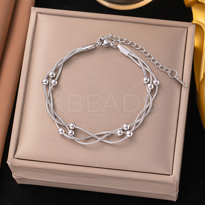 304 Stainless Steel Satellite Chains Bracelets BJEW-Z106-01P-1