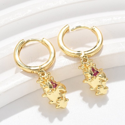 Brass Cubic Zirconia Hoop Earrings EJEW-Q015-01G-1