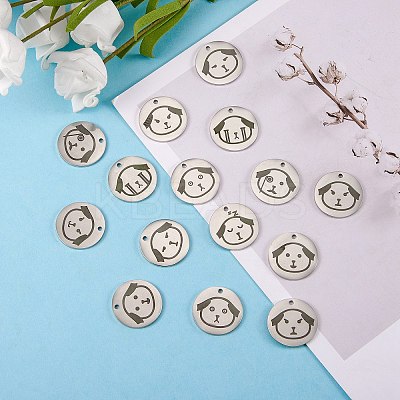 16Pcs 8 Style Stainless Steel Pendants STAS-SZ0002-01-1