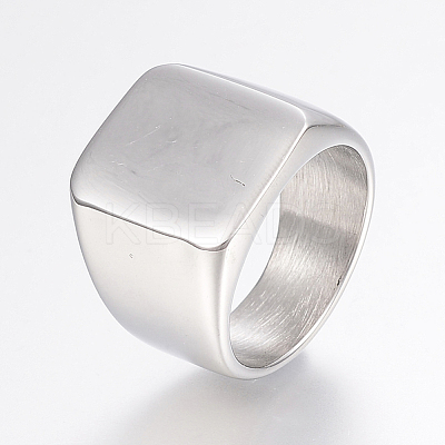 Tarnish Resistant 304 Stainless Steel Signet Band Rings for Men RJEW-G091-16-P-1