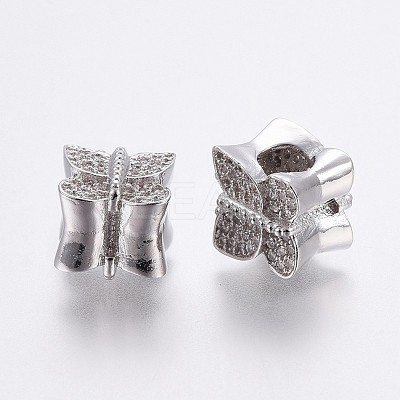 Brass Micro Pave Cubic Zirconia European Beads OPDL-P001-31-1