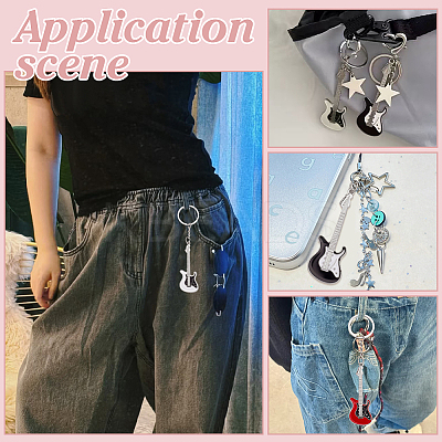 12Pcs 6 Styles Zinc Alloy Keychain KEYC-ME0001-01-1