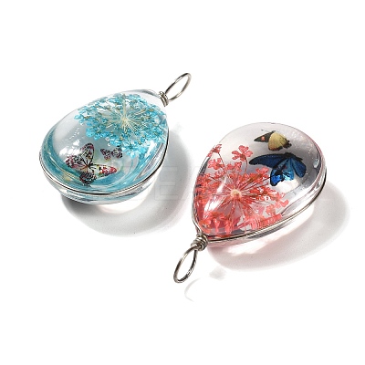 Transparent Glass Pendants GLAA-M048-05-1