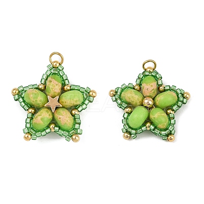 Handmade Glass Seed Beaded & Synthetic Dyed Imperial Jasper Beads Pendants PALLOY-MZ00752-1