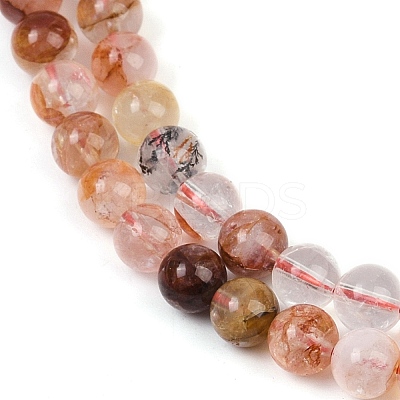Natural Hematoid Quartz/Ferruginous Quartz Beads Strands G-U026-A09-6mm-1