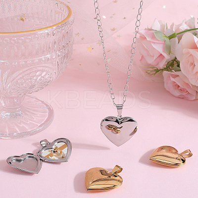 4Pcs 2 Colors 316 Surgical Stainless Steel Locket Pendants STAS-BBC0005-06-1