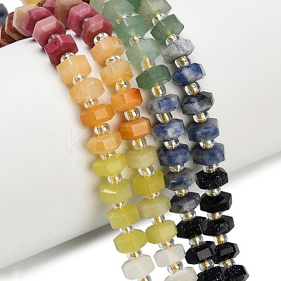 Natural & Synthetic Mixed Stone Beads Strands G-G317-A03-3x6mm-1
