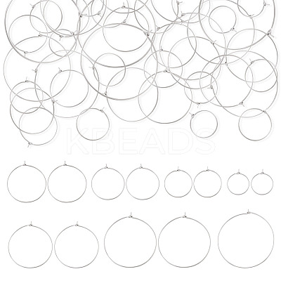 168Pcs 7 Styles 316L Surgical Stainless Steel Hoop Earring Findings STAS-TA0002-82-1