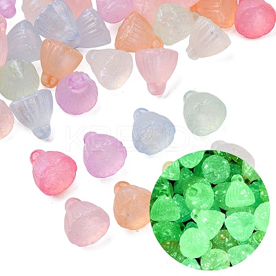 Opaque Luminous Glitter Powder Acrylic Pendants OACR-G052-12A-1
