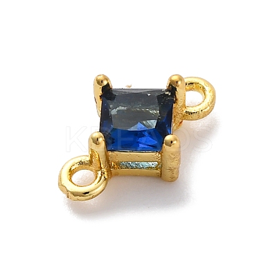 Brass Cubic Zirconia Rhombus Connector Charms KK-F894-12G-05-1