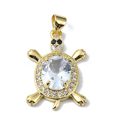 Rack Plating Real 18K Gold Plated Brass Micro Pave Cubic Zirconia Pendants KK-B084-06G-06-1
