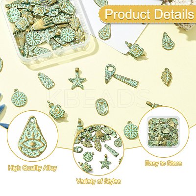 55Pcs 11 Styles Tibetan Style Alloy Pendants FIND-CJ0006-87-1