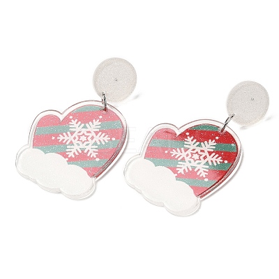 Christmas Acrylic Dangle Stud Earrings with 304 Stainless Steel Pin for Women EJEW-D060-01F-1