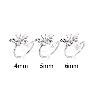 Butterfly Shape Brass Micro Pave Clear Cubic Zirconia Cuff Ring Settings KK-T076-50P-1