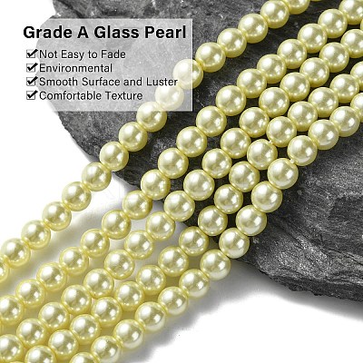 Eco-Friendly Dyed Glass Pearl Round Beads Strands HY-A008-6mm-RB012-1