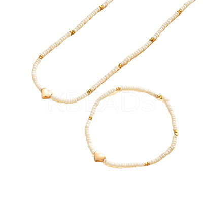 Glass & CCB Plastic Beaded Necklaces & Bracelets Sets FS-WGA4156-03-1