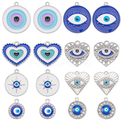 32Pcs 8 Styles Alloy Enamel Pendants ENAM-SC0006-67-1