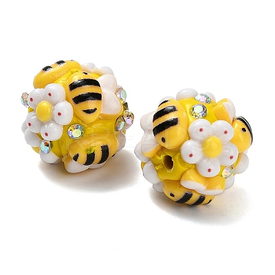 Polymer Clay Rhinestone Beads with Resin X-RESI-Z045-05-1