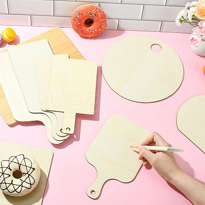 10Pcs 10 Styles Rectangle Wooden Mini Cutting Board with Handle AJEW-CJ0001-51-1