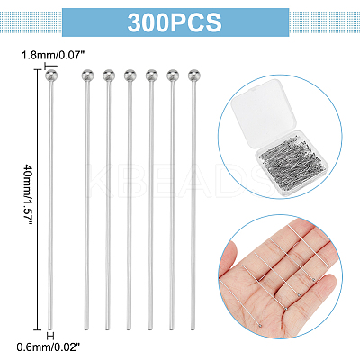 300Pcs 304 Stainless Steel Ball Head Pins STAS-UN0049-23-1